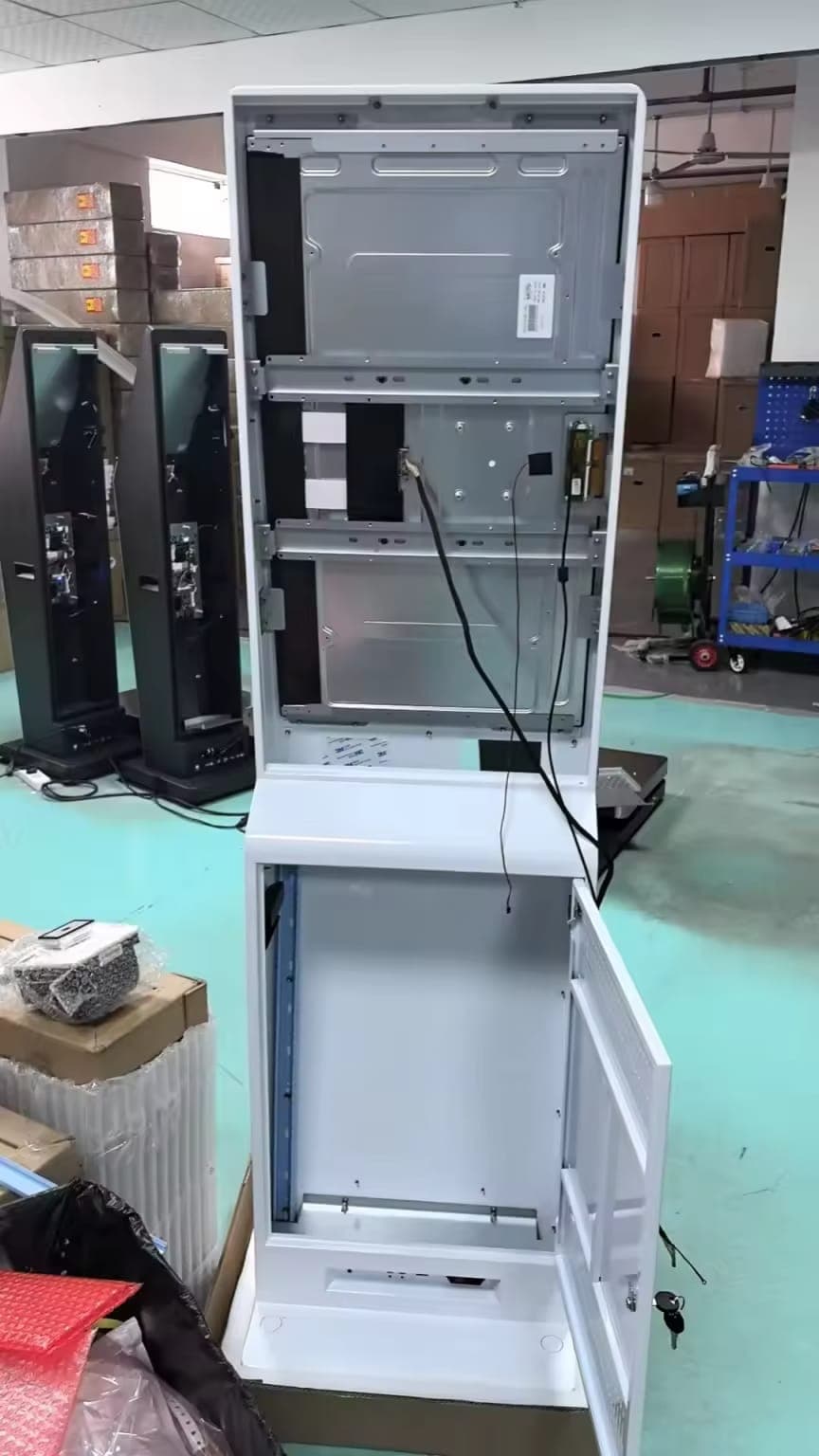 MOVO-X Kiosk — Assembly line view